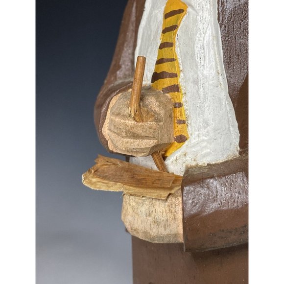 12" Vintage Hand Carved Wooden Statue 'CPA' Businessman Wood Carving Art - Picture 6 of 12